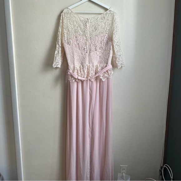 NWT Jenny Packham JP1011 3/4 Sleeve Bridesmaid Back Lace Maxi Gown plus size 14R - Picture 4 of 7